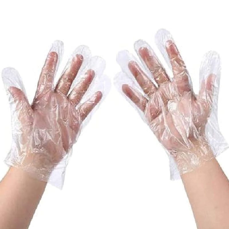 Disposable Transparent Clear Plastic Gloves 100 PC PACK