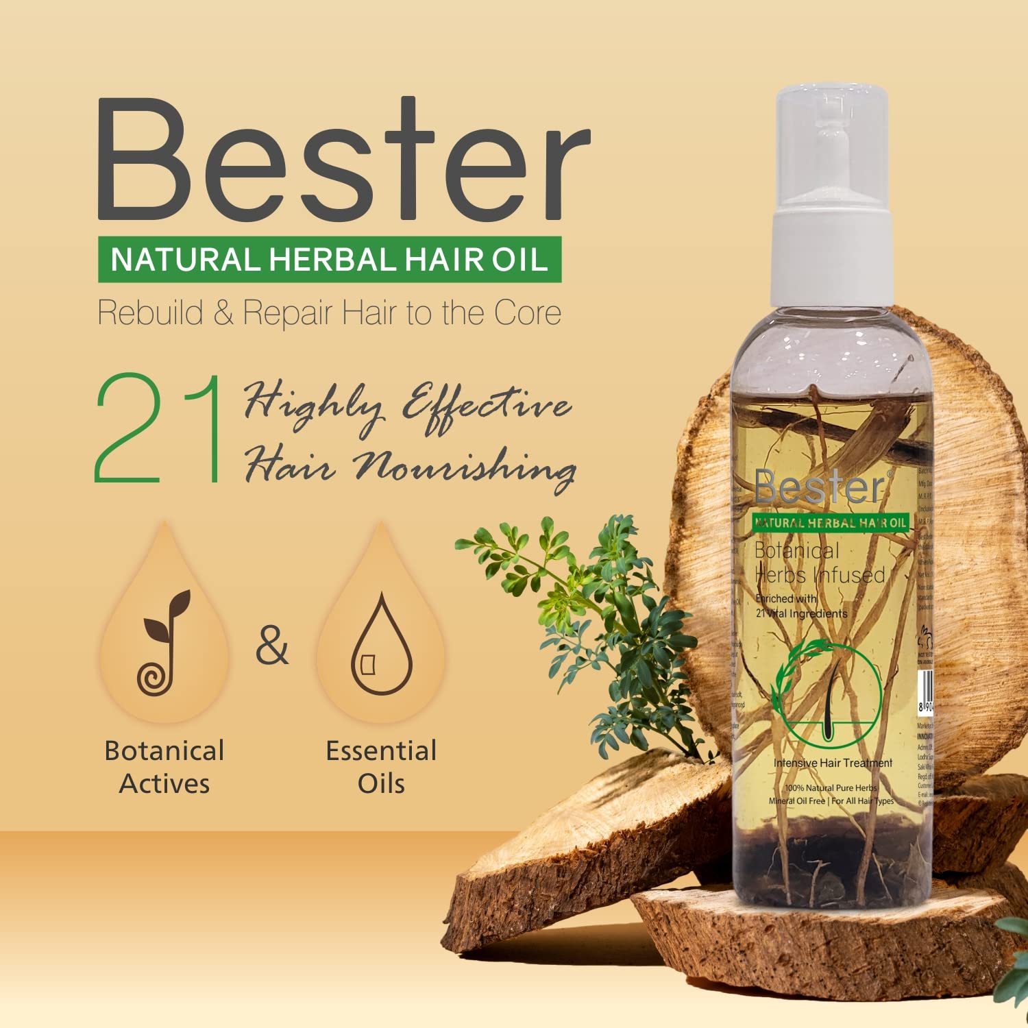 Bester Natural Herbal Hair Oil - 120 ml - Image 2