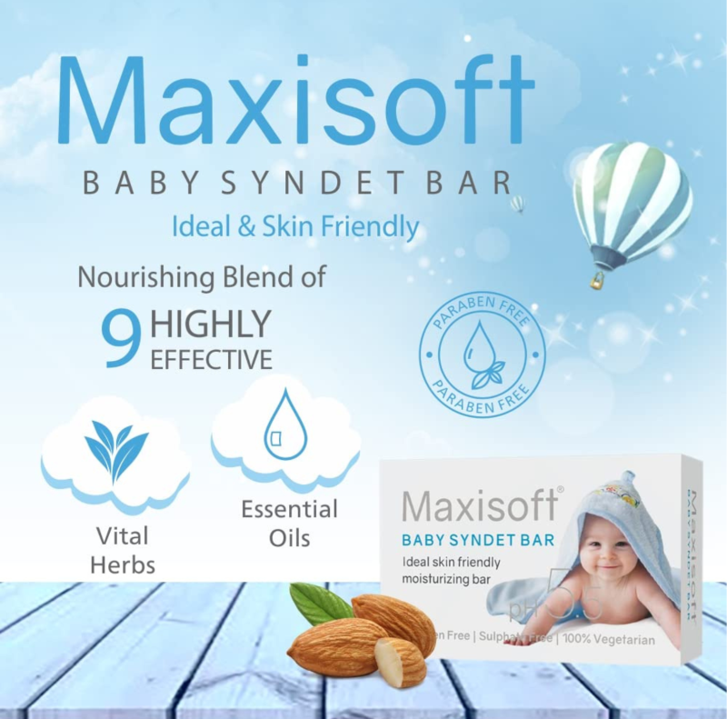 Maxisoft Baby Syndet Bar - Soap (pH 5.5) - 75 gm - Image 3